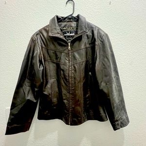 Women’s Tan Leather Jacket ; Size L